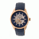 Heritor Automatic Desmond Skeleton Dial Leather-Band Watch, Navy/Navy HERHR6604