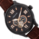 Heritor Automatic Harding Semi-Skeleton Leather-Band Watch, Black, One Size, HERHR9006