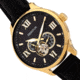 Heritor Automatic Harding Semi-Skeleton Leather-Band Watch, Gold/Black, One Size, HERHR9004