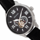 Heritor Automatic Harding Semi-Skeleton Leather-Band Watch, Silver/Black, One Size, HERHR9002