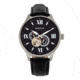 Heritor Automatic Harding Semi-Skeleton Leather-Band Watch, Silver/Black, One Size, HERHR9002