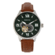 Heritor Automatic Harding Semi-Skeleton Leather-Band Watch, Silver/Green, One Size, HERHR9003