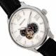 Heritor Automatic Harding Semi-Skeleton Leather-Band Watch, Silver/White, One Size, HERHR9001