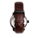 Heritor Automatic Maxim Semi-Skeleton Leather-Band Watch, Black/Brown, One Size, HERHR8605