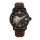 Heritor Automatic Maxim Semi-Skeleton Leather-Band Watch, Black/Brown, One Size, HERHR8605