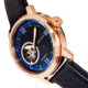 Heritor Automatic Maxim Semi-Skeleton Leather-Band Watch, Rose Gold/Black, One Size, HERHR8604