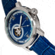 Heritor Automatic Maxim Semi-Skeleton Leather-Band Watch, Silver/Blue, One Size, HERHR8603