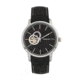 Heritor Automatic Landon Semi-Skeleton Leather-Band Watch, Silver/Black, HERHR7702