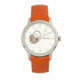 Heritor Automatic Landon Semi-Skeleton Leather-Band Watch, Silver/Orange, HERHR7703