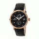 Heritor Leopold Leather-Band Watch w/Date, Rose Gold/Black, Standard HERHR4707