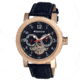 Heritor Millennial Mens Watch, Black Leather Band, Rose Gold Bezel, Black Analog Dial, Silver Hand HERHR1504