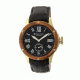 Heritor Montrichard Wood Bezel Leather-Band Watch, Gold/Black, Standard HERHR4504