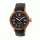 Heritor Montrichard Wood Bezel Leather-Band Watch, Rose Gold/Black, Standard HERHR4506