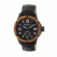 Heritor Montrichard Wood Bezel Leather-Band Watch, Black, Standard HERHR4507