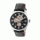Heritor Stanley Semi-Skeleton Watch, Black/Black HERHR6504