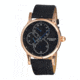 Heritor Thomson Mens Watch, Black Leather Band, Rose Gold Bezel, Black Analog Dial, Blue Hand HERHR1104