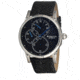 Heritor Thomson Mens Watch, Black Leather Band, Silver Bezel, Black Analog Dial, Blue Hand HERHR1102