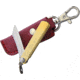 Higonokami SK Folder Brass Red Sheath Folding Knife, 1.5in Satin Sk5 Carbon Steel Blade, Brass Handle, Slip Joint, Hrc 60, Burgundy Leather Sheath, NO. 1 W/ RED LEATHER CASE