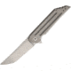 Hoback Knives Kwaiback Framelock Stonewash Folding Knife,3.75in,Stainless Steel,Standard Edge,Stonewash,Titanium Handle HOB001S