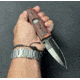 Hoffner Knives Folding Knife, 3.5in, 440c, Spear Point Blade, Chiseled Nightstalker Grip, Black Combo Blade, FK-S3CBK-CRB