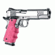 Hogue 1911 Govt. Laser Enhanced Grip, Green Laser, Govt. 1911 Model Rubber Grip, with Finger Grooves Pink, Pink, 45987