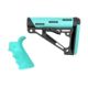 Hogue AR-15/M-16 Kit - Finger Groove Beavertail Grip and OverMolded Collapsible Buttstock - Fits Commercial Buffer Tube - Aqua Rubber, Aqua, 13455