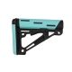 Hogue AR-15/M-16 OverMolded Collapsible Buttstock - Fits Mil-Spec Buffer Tube, Rubber, Aqua, 13440