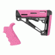 HOGUE AR15/M16 Kit, Finger Groove Beavertail Grip and OverMold Collapsible Buttstock, Fits Comm. Buffer Tube, Pink Rubber 15755