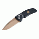 Hogue EX-A01 Sig Emperor Scorpion Automatic Folding Knife,  3.5in, 154CM Stainless Steel, Drop Point Blade, FDE PVD, G-10 Frame Solid Black FDE Sig Medallion, 36130