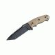 Hogue EX-F01 5.5in Fixed Tanto A-2 Steel Blade w/Black Automatic Retention Sheath, Black Finish, G10 Flat Dark Earth Scales 35127