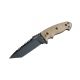 Hogue EX-F01 5.5in Fixed Tanto A-2 Steel Blade w/Black Automatic Retention Sheath, Black Finish, G10 Flat Dark Earth Scales, 35127
