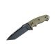 Hogue EX-F01 5.5in Fixed Tanto A-2 Steel Blade w/Black Automatic Retention Sheath, Black Finish, G10 Olive Drab Green Scales, 35128