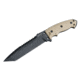Hogue EX-F01 7in Fixed Tanto A-2 Steel Blade w/Black Automatic Retention Sheath, Black Finish, G10 Flat Dark Earth Scales, 35107