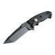 Hogue EX-F01 5.5in Sig Fixed Tanto Blade A-2 Grey Finish Black, Automatic Retention Sheath, G10 Solid Black Scales, Checkered Sig Medallion, 37122