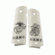 Hogue Govt. Model Scrimshaw Ivory Polymer Ambi Safety Cut - USMC Emblem and Bulldog 45030