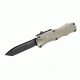 Out The Front 3.5" Automatic Tanto Blade Black Finish Aluminum Frame - Matte Desert Sand