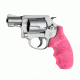 Hogue Smith &amp; Wesson Laser Enhanced Grip, Green Laser, Round Butt Rubber Monogrip, J Frame, Pink, 60987