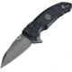 Hogue X-1 Microflip Button Lock Folding Knife, 2.75in gray Cerakote finish CPM-154 stainless Wharncliffe blade, Black textured G10 handle, 16162