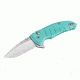 Hogue X1-Microflip Folding Knife, 2.75in Drop Point Blade, Tumble Finish Alum Frame, Matte Aqua Blue, 24173