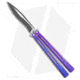 Hom Design I-Basilisk Channel Butterfly Folding Knife, 4.50in, CPM S35VN, Drop Point Blade, Titanium, Purple Handle, Acid Wash, Purple/Gray, 9.875 inch, BHQ-165017