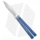 Hom Design I-Basilisk Channel Butterfly Folding Knife, 4.50in, CPM S35VN, Drop Point Blade, Titanium, Blue Handle, Blue/Gray, 9.875 inch, BHQ-175601