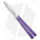 Hom Design I-Basilisk Channel Butterfly Folding Knife, 4.50in, CPM S35VN, Drop Point Blade, Titanium, Purple Handle, Stonewash, Purple/Gray, 9.875 inch, BHQ-175605