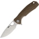 Honey Badger Knives Medium Linerlock Folding Knife, 3.13" satin finish 8Cr13MoV stainless drop point b, Tan textured GRN handle, HB1012