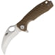 Honey Badger Knives Small Claw Linerlock Folding Knife, 2.75" satin finish 8Cr13MoV stainless blade, Tan textured GRN handle, HB1142