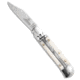 Hubertus Lever Lock Automatic Folding Knife, 2.34in, Stainless Steel, Clip Point Blade, Bone, White Handle, White/Steel, 5.75 inch, BHQ-210604
