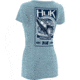HUK KScott Tuna Ladies Vneck T, Heather Carolina Blue, Extra Small H1000051HCBXS