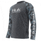 HUK Performance Fishing Fishing Long Sleeve Double Header Top - Men's, Iron/SubPhantis Glacier, Large, H1200136-010-L