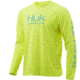 HUK Performance Fishing Pursuit Vented Long Sleeve Tee - Mens, Highlighter Yellow, Extra Large, H1200150-730-XL