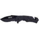 Campco Humvee Tactical Recon Fixed Blade Knife, 3in, Stainless Steel, Part Serrated Edge, Drop Point Blade, Black Textured Handle, HMVKTR15