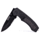 Humvee Recon Serrated Blade with Thumb Stud, Black HMV-KTR-09
